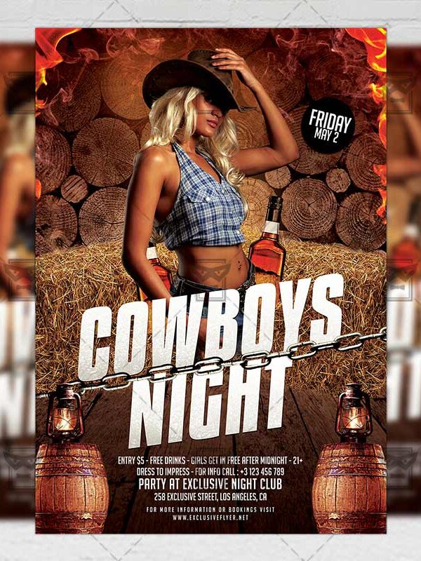 Download Cowboys Night PSD Flyer Template Now