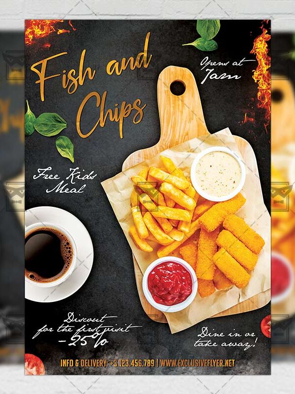Download Fish and Chips PSD Flyer Template Now