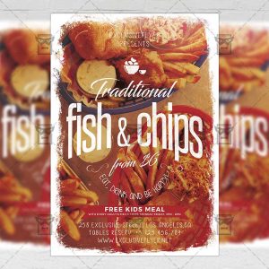 Download Traditional Fish and Chips PSD Flyer Template Now