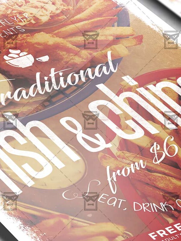 Download Traditional Fish and Chips PSD Flyer Template Now