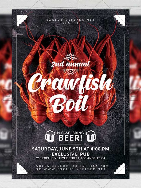Download Annual Crawfish Boil PSD Flyer Template Now