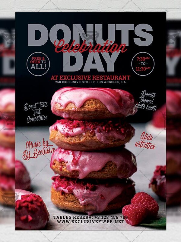 Download Donuts Day Celebration PSD Flyer Template Now