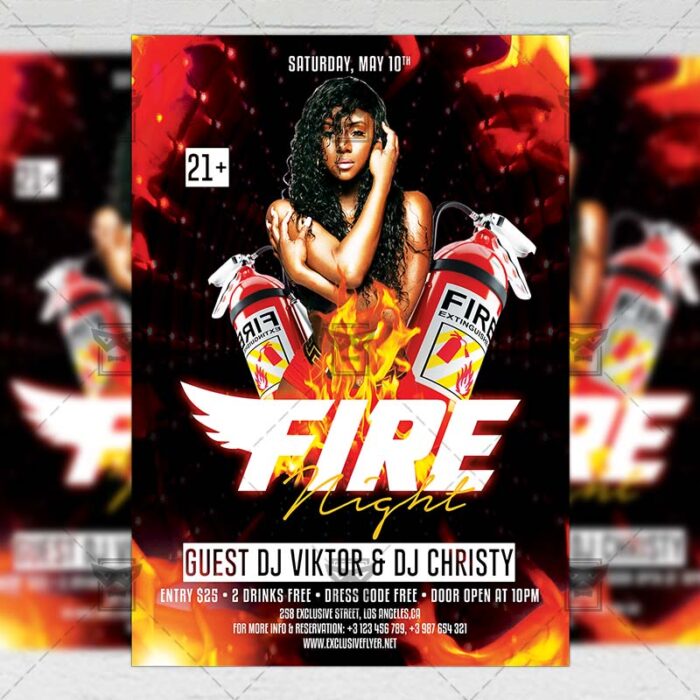 Download Fire Night PSD Flyer Template Now