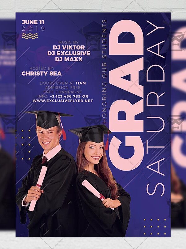 Download Grad Saturday PSD Flyer Template Now