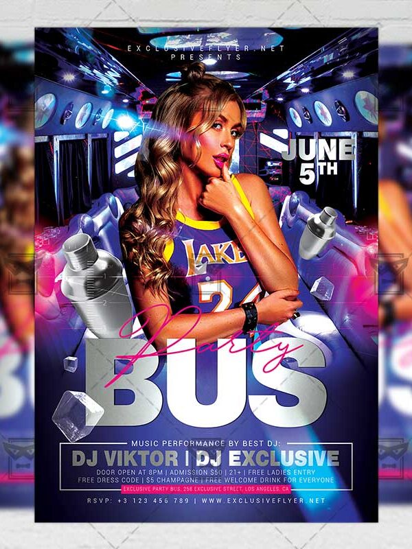 Download Party Bus PSD Flyer Template Now
