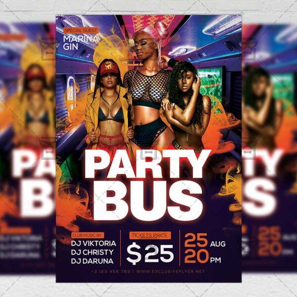 Download Party Bus Event PSD Flyer Template Now
