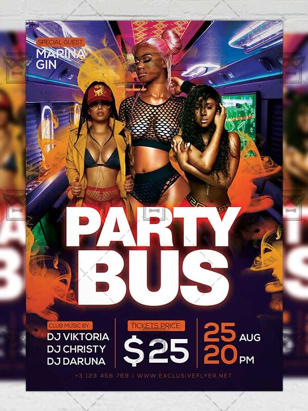 Download Party Bus Event PSD Flyer Template Now