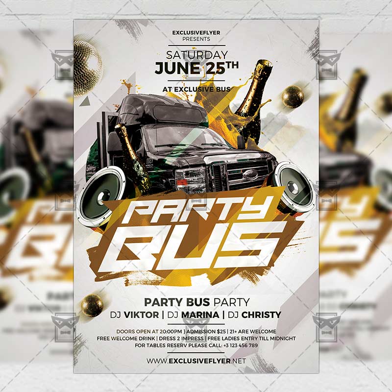 Party Bus Night Club A5 Template ExclsiveFlyer Free And Premium PSD Templates