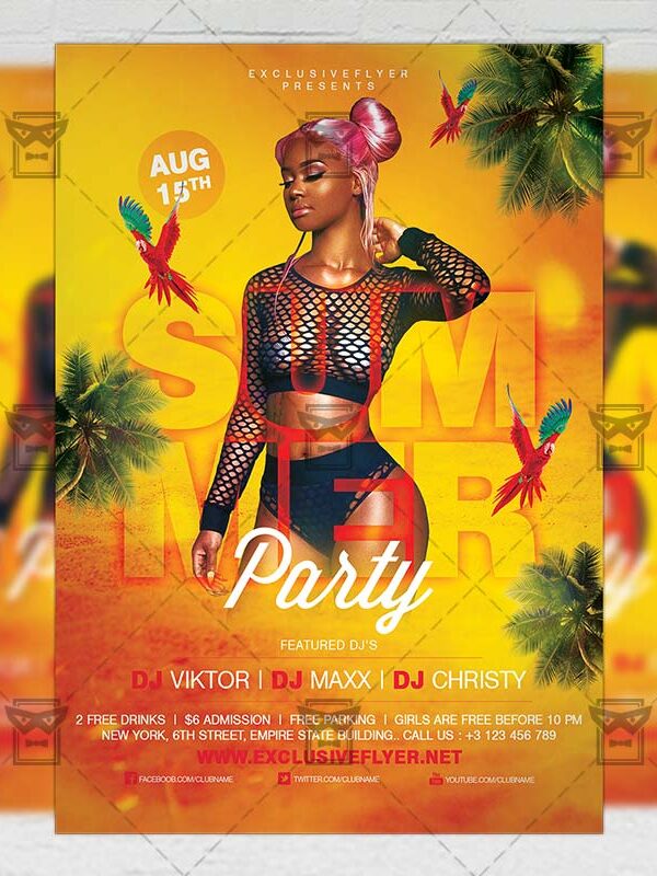 Download Summer Party on the Beach PSD Flyer Template Now