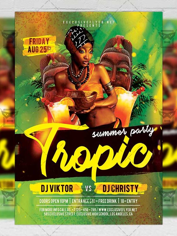 Download Tropic Summer Party PSD Flyer Template Now