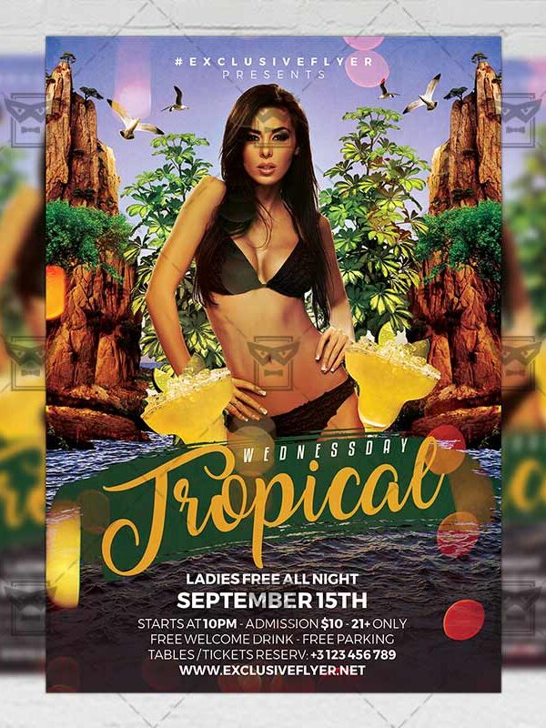 Download Tropical Wednesday PSD Flyer Template Now