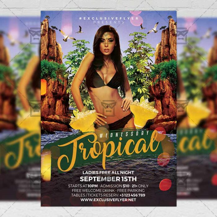 Download Tropical Wednesday PSD Flyer Template Now