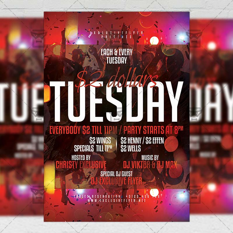 Two Dollars Tuesday - Club A5 Template | ExclsiveFlyer | Free and ...