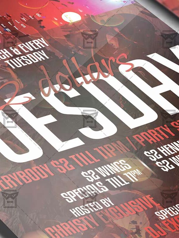 Download Two Dollars TuesdayPSD Flyer Template Now