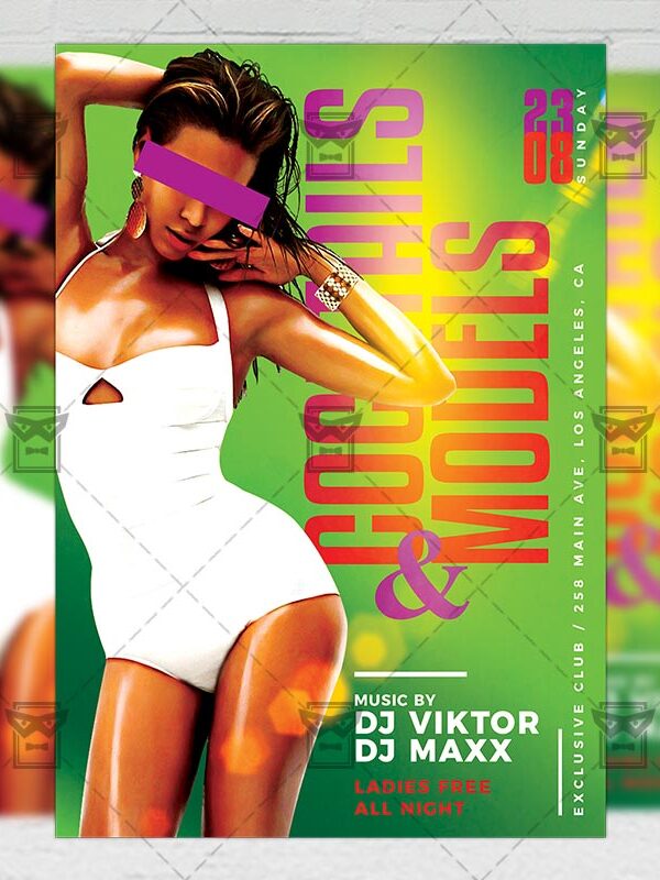Download Cocktails and Models PSD Flyer Template Now