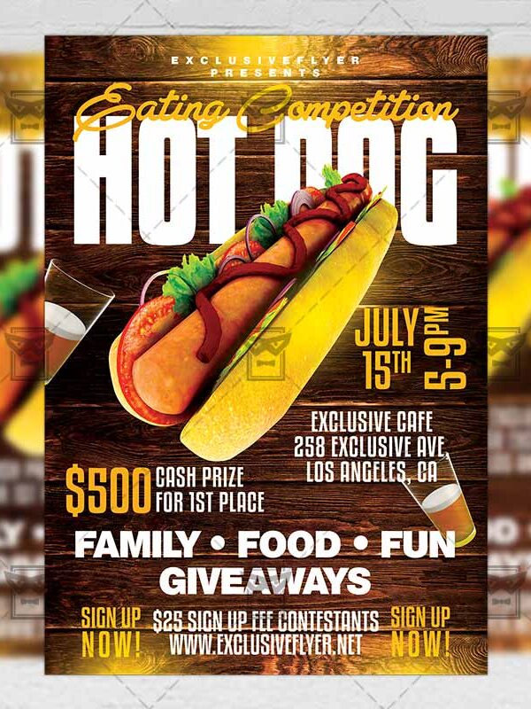 Download Hot Dog Eating Competition PSD Flyer Template Now