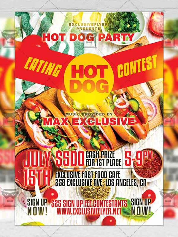 Download Hot Dog Eating Contest PSD Flyer Template Now