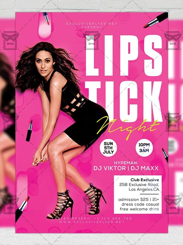 Download Lipstick Night PSD Flyer Template Now