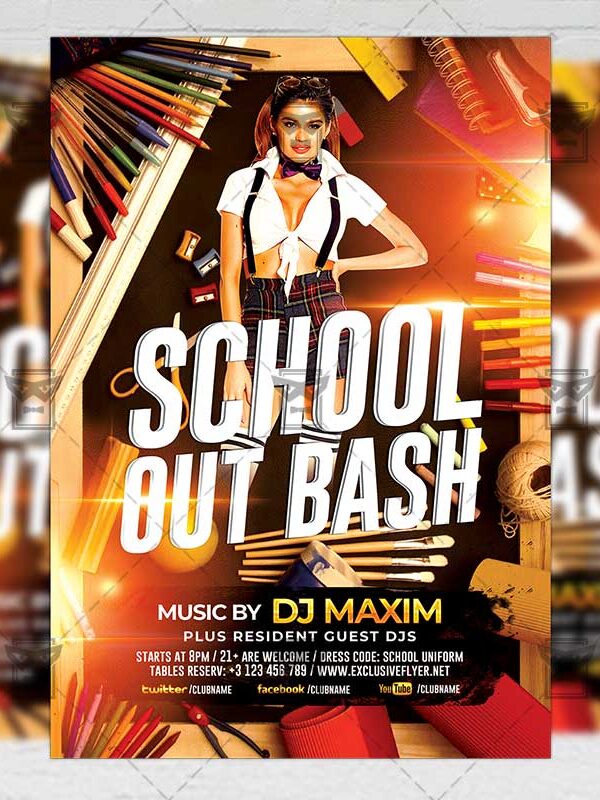 Download School Out Bash PSD Flyer Template Now