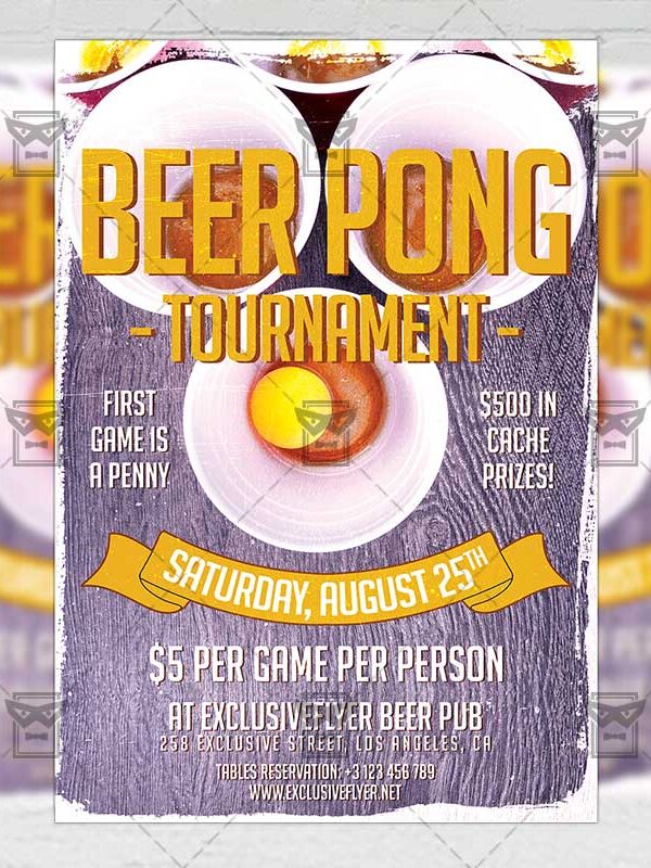 Download Beer Pong Tournament PSD Flyer Template Now