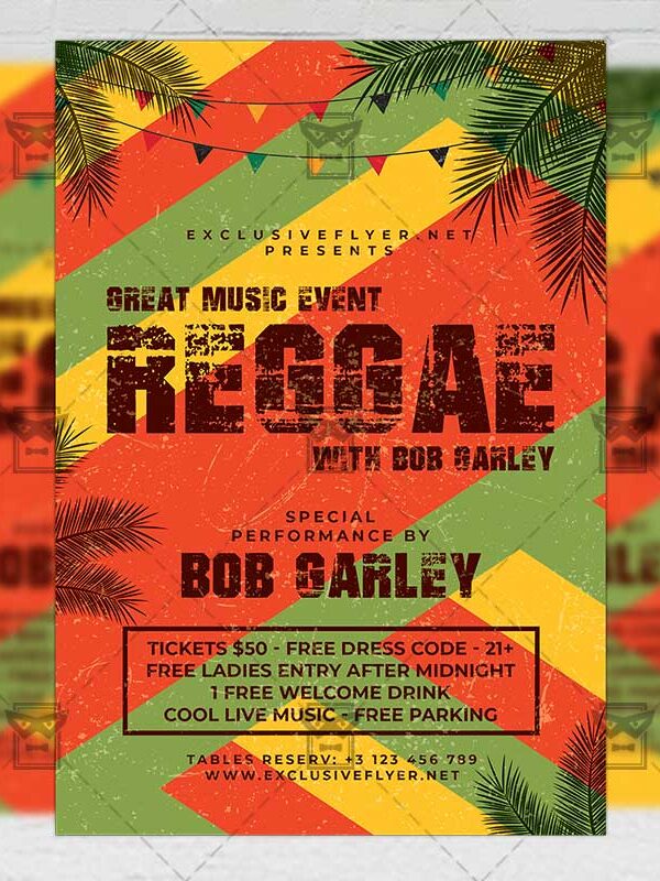 Download Reggae Music Event PSD Flyer Template Now