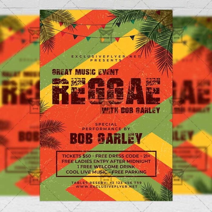 Download Reggae Music Event PSD Flyer Template Now