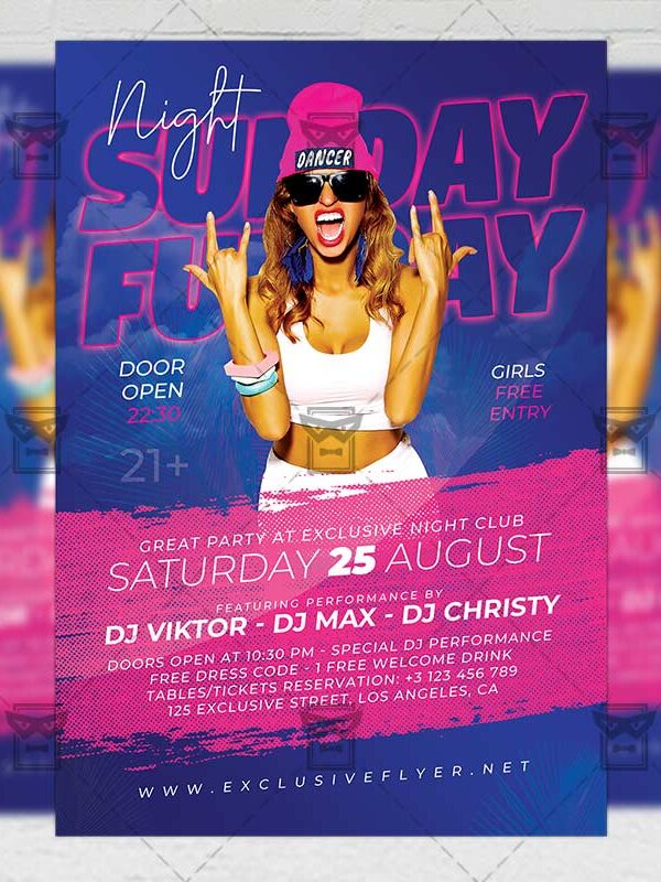 Download Sunday Funday Night PSD Flyer Template Now