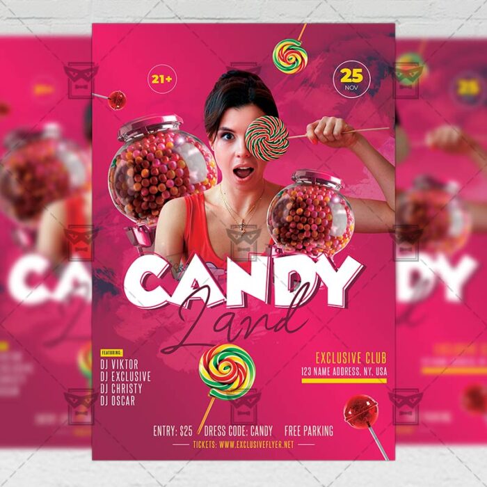 Download CandyLand Party PSD Flyer Template Now