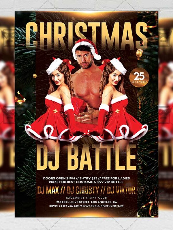 Christmas Dj Battle Flyer - Winter PSD Template