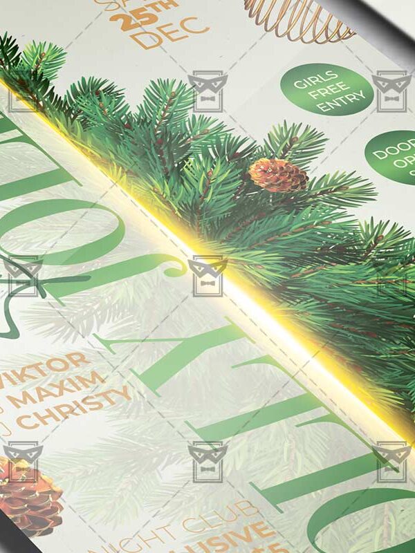 Holly Jolly Christmas Party Flyer - Winter PSD Template