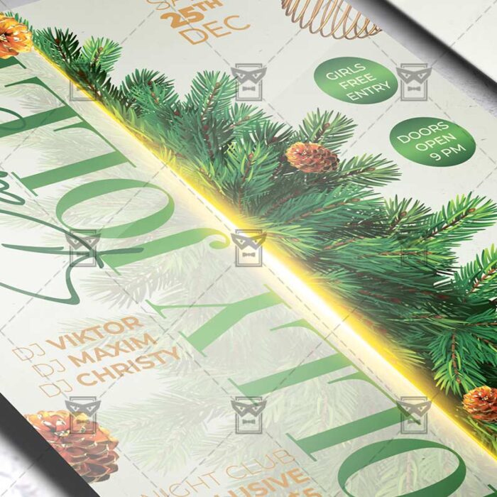 Holly Jolly Christmas Party Flyer - Winter PSD Template