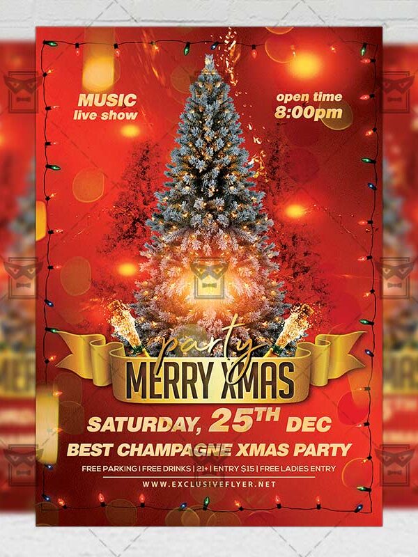 Merry Xmas Party Flyer - Winter PSD Template