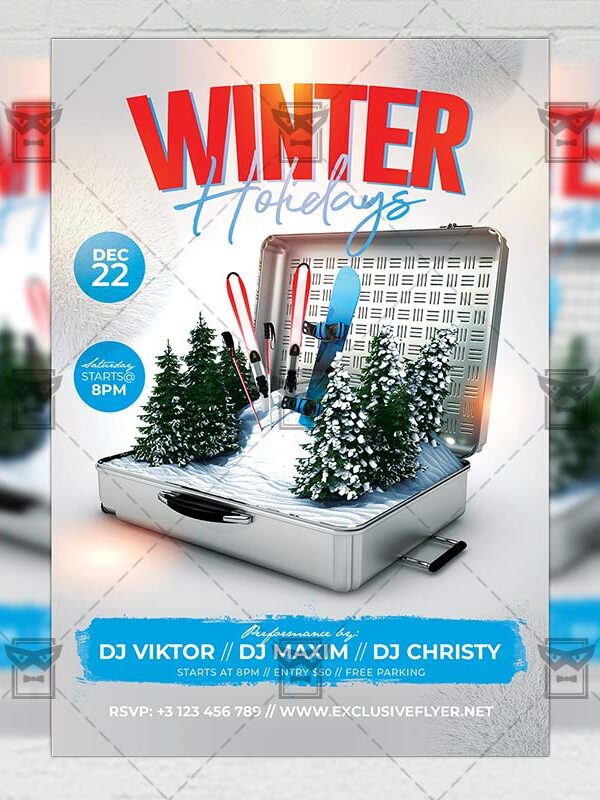 Winter Holidays Flyer - Winter PSD Template