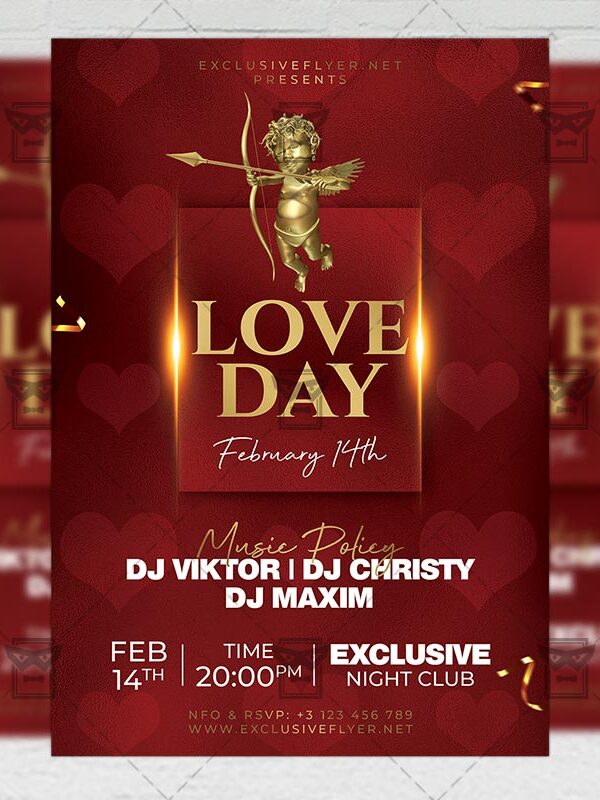 Love Day Party Flyer - Winter PSD Template