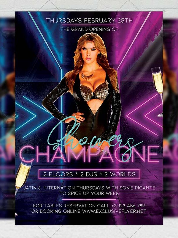 Champagne Showers Template - Flyer PSD + Instagram Ready Size