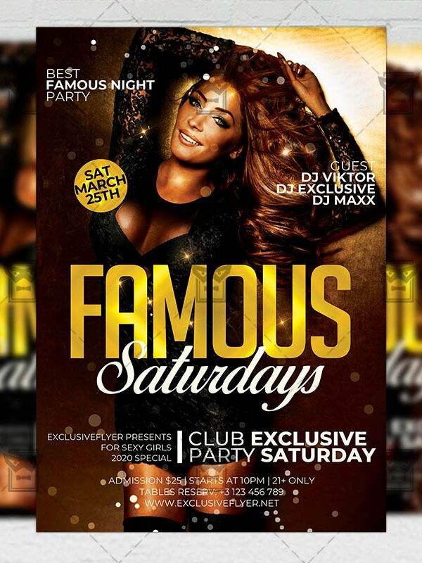 Famous Saturdays Template - Flyer PSD + Instagram Ready Size