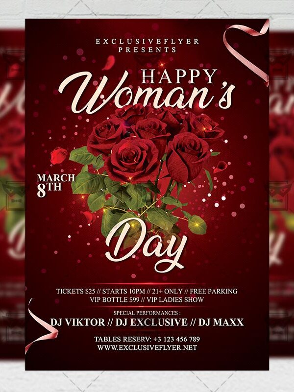 Happy Woman's Day Template - Flyer PSD + Instagram Ready Size