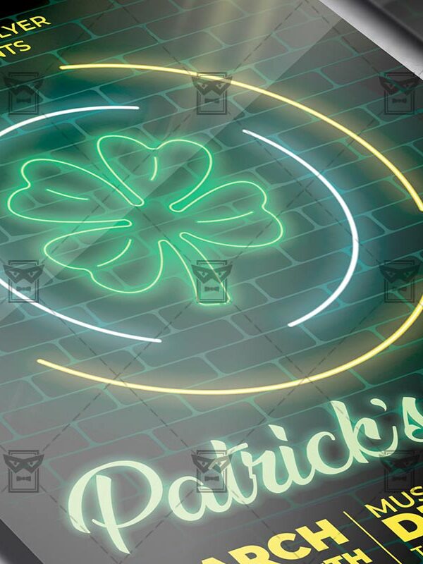 Neon St. Patrick's Party Template - Flyer PSD + Instagram Ready Size