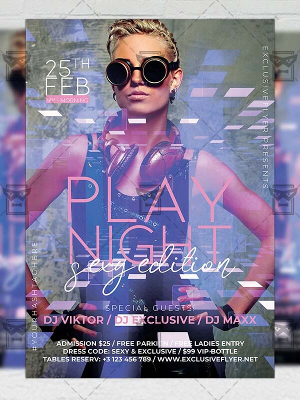 Play Night Template - Flyer PSD + Instagram Ready Size