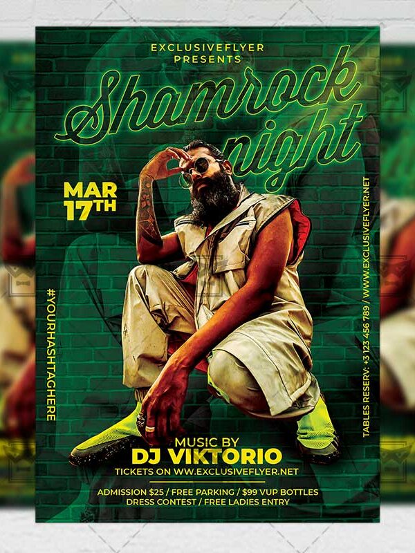 Shamrock Night Template - Flyer PSD + Instagram Ready Size