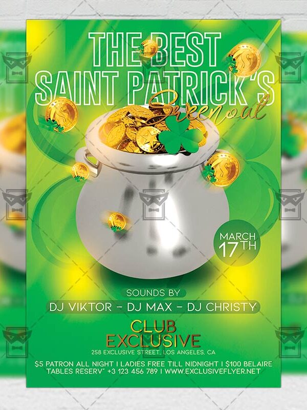 St. Patrick's Greenout Template - Flyer PSD + Instagram Ready Size