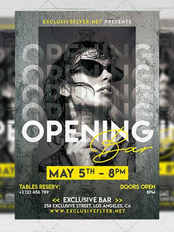 Bar Opening Template - Flyer PSD + Instagram Ready Size