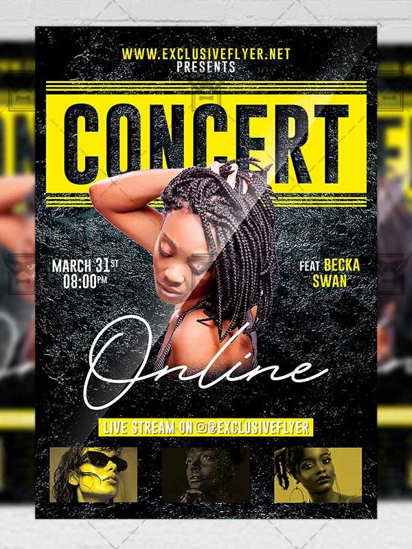 Big Online Concert Template - Flyer PSD + Instagram Ready Size