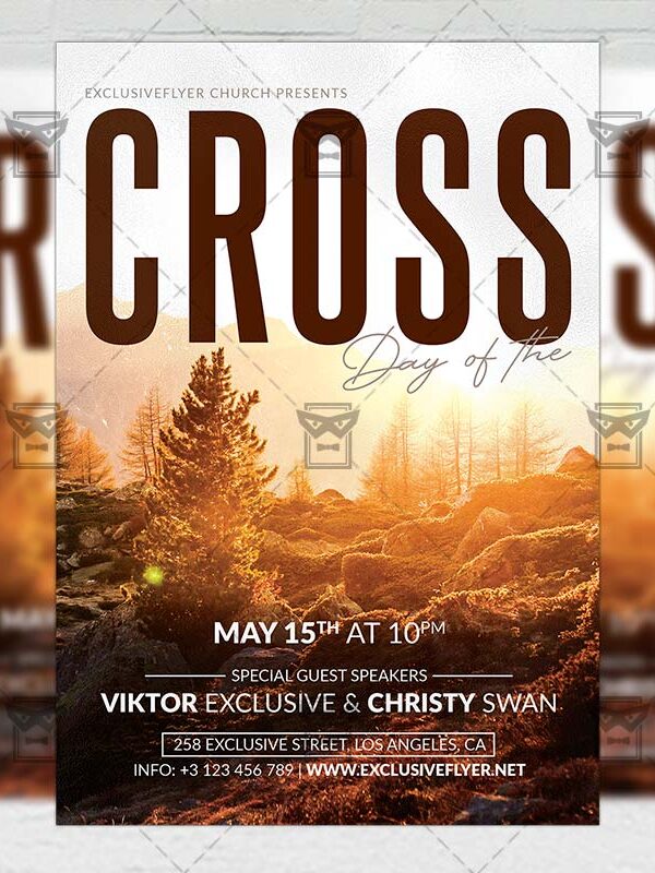 Cross Church Template - Flyer PSD + Instagram Ready Size