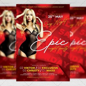 Epic Night Party Template - Flyer PSD + Instagram Ready Size