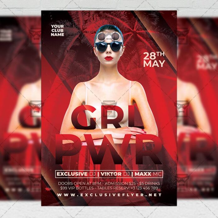 Girls Power Night Template - Flyer PSD + Instagram Ready Size