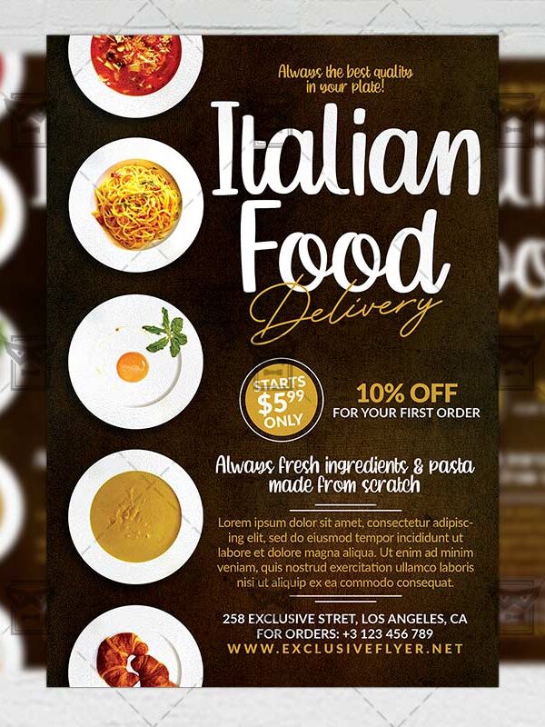 Italian Food Delivery Template - Flyer PSD + Instagram Ready Size