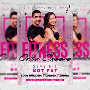 Online Fitness Classes Template - Flyer PSD + Instagram Ready Size