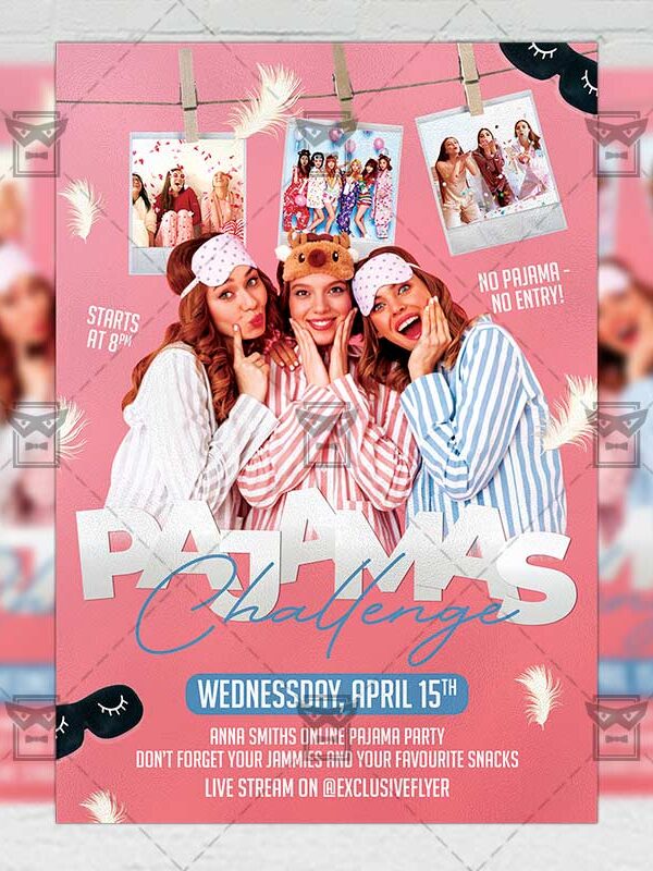 Pajamas Challenge Template - Flyer PSD + Instagram Ready Size