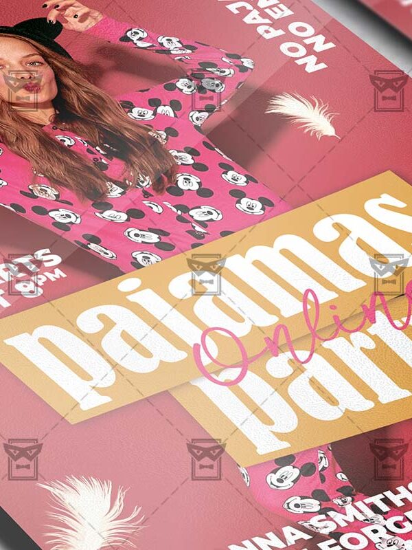 Pajamas Online Party Template - Flyer PSD + Instagram Ready Size